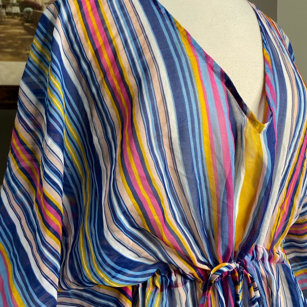 Dress barn swim coverup sheer v-neck paisley drawstring, Woman one size fits all - Picture 3 of 7